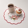 thumbnail image 5 of Cififendec Christmas Embroidered Placemat, 11.81", Christmas Scalloped Edge Table Mat for Candle Centerpiece Arranging and Tabletop Decoration, 5 of 7