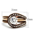 thumbnail image 2 of Luxe Jewelry Designs 2-Piece Women's Rose Gold and Brown IP Stainless Steel Wedding Ring Set with, 2 of 4