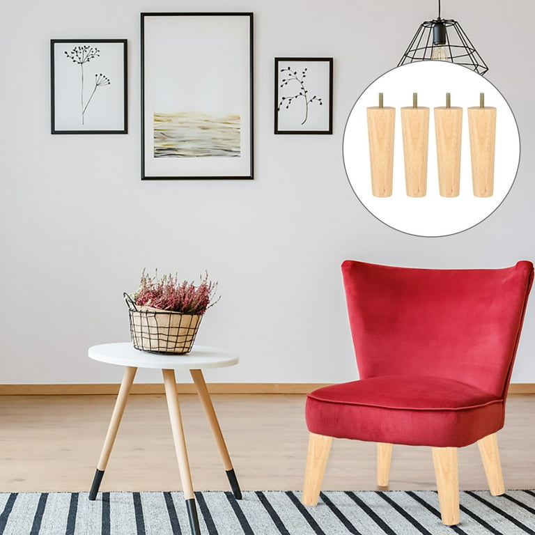Hemoton 4pcs Solid Wood Furniture Table Legs Sturdy Tapered Wooden
