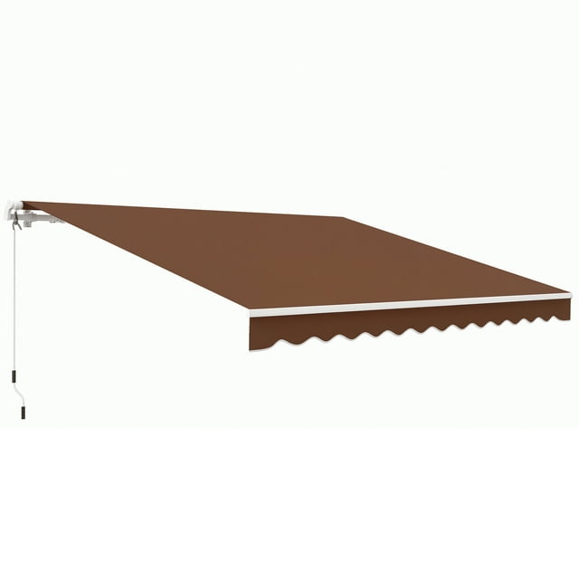 Outsunny Retractable Awning Manual Sun Shade Shelter, Coffee