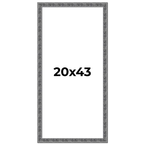 20x43 Frame Silver Black Rustic Sonoma Solid Wood Picture Frame | 1.5 Inch Moulding Width |