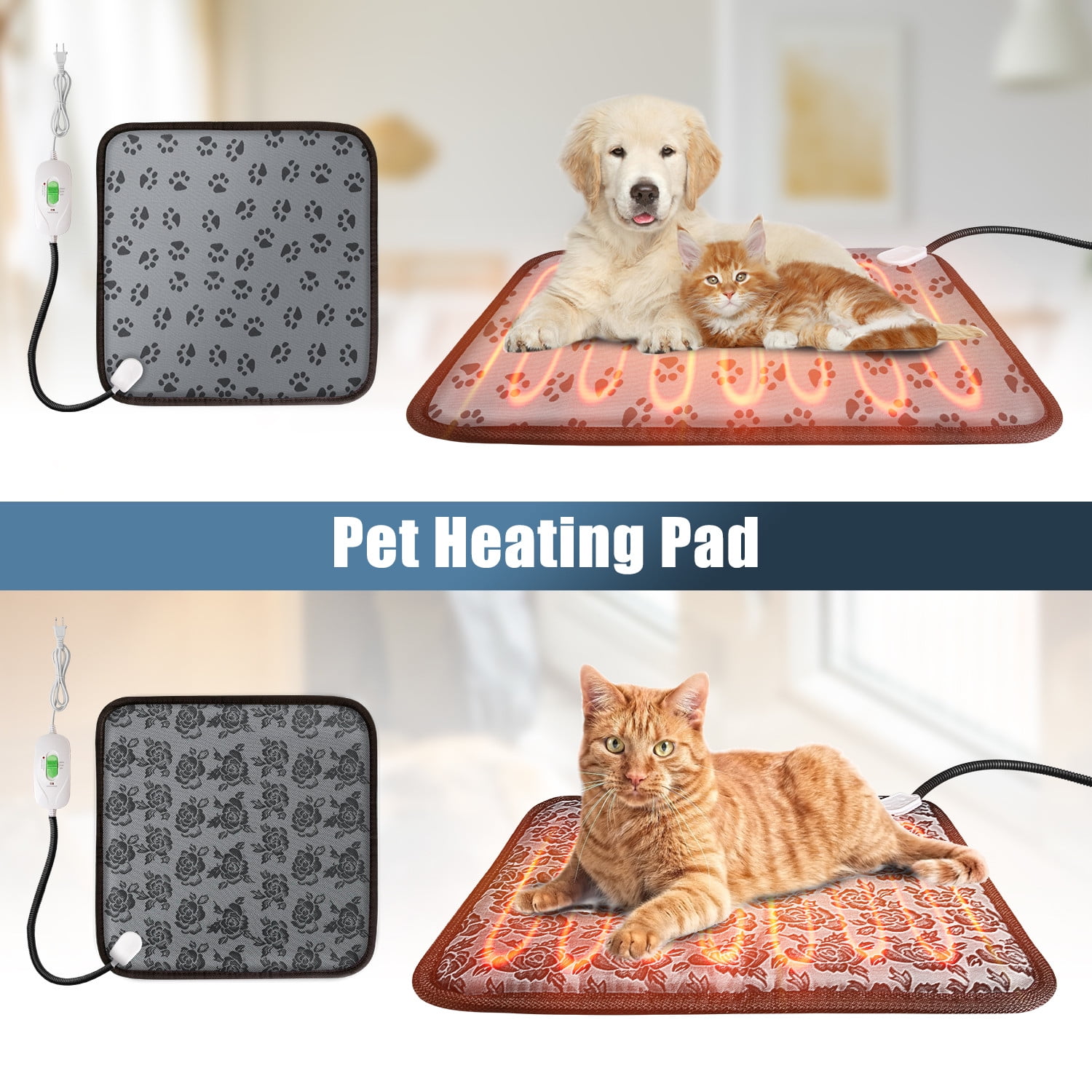 Innens Pet Heating Pad Electric Waterproof Heated Pad 18inch Soft Pad