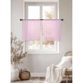 thumbnail image 2 of Solid Color Sheer Curtains 45 inches Long 2 Panels Set Pink Tiers Sheers Rod Pocket Small Window Short Curtains for Kitchen Cafe, Each 52" W x 45" L, 2 of 7