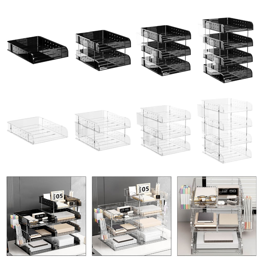 lanema Desk Organizers and Accessories Tiered Paper Letter Tray Organizers with Pen Cup Stacking Document Organizers Tray