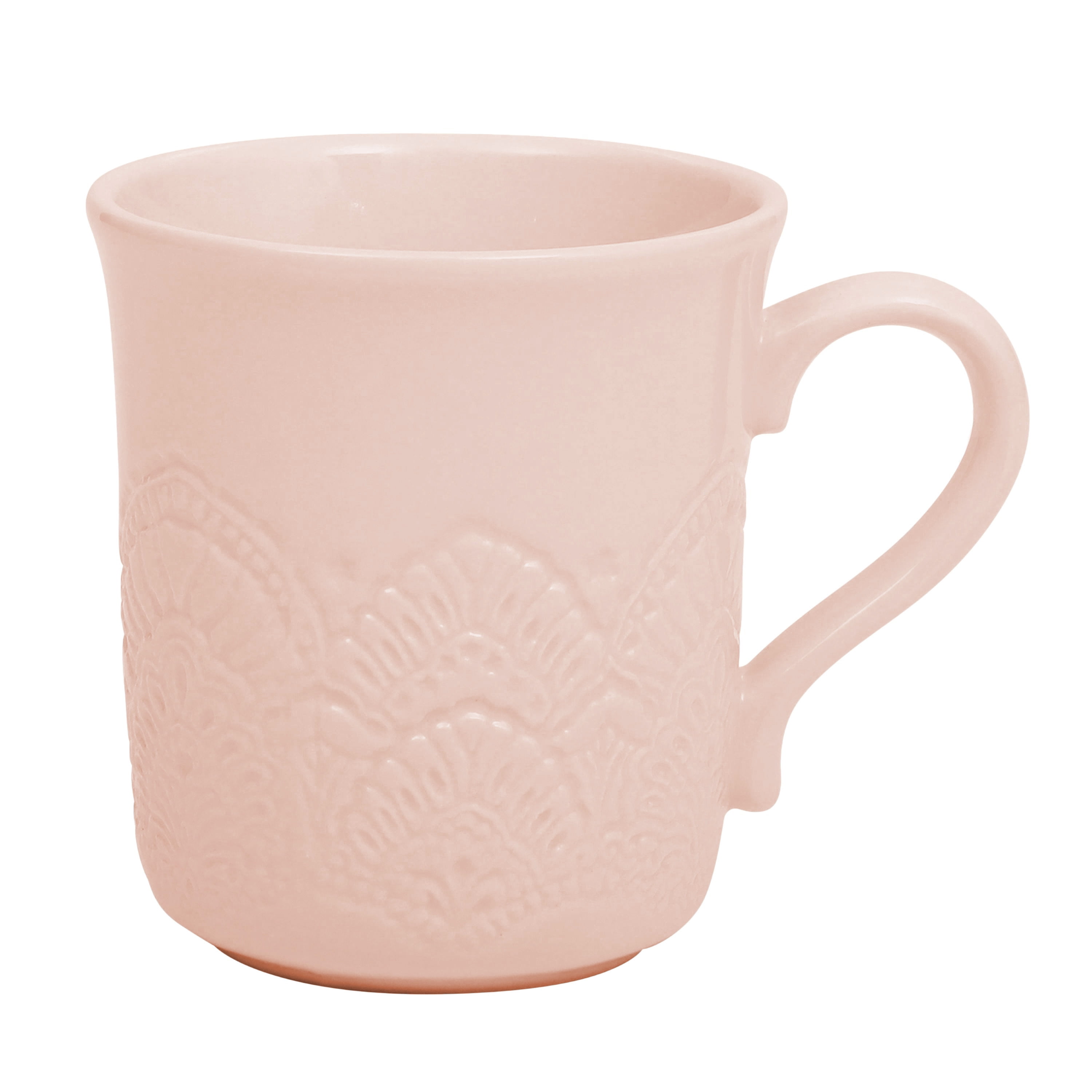 The Pioneer Woman Vintage Lace Pink Mug Set, 16 oz, 4-Pack