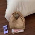 thumbnail image 3 of Wynndora Retro Suede Twisted Handle Mini Handbag, Soft Textured Casual Tote Purse, Khaki, 3 of 7