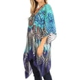 thumbnail image 3 of Sakkas Aymee Women's Caftan Poncho Cover up V neck Top Lace up With Rhinestone - ZB55-Blue - One Size Regular, 3 of 5