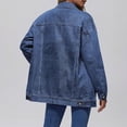 thumbnail image 5 of Stralyhd Jean Jacket Women Long Sleeve 2026 Autumn Casual Denim Jackets Classic Jean Coats Light Blue Button Down Trucker Coat with Pockets Blue XL, 5 of 5