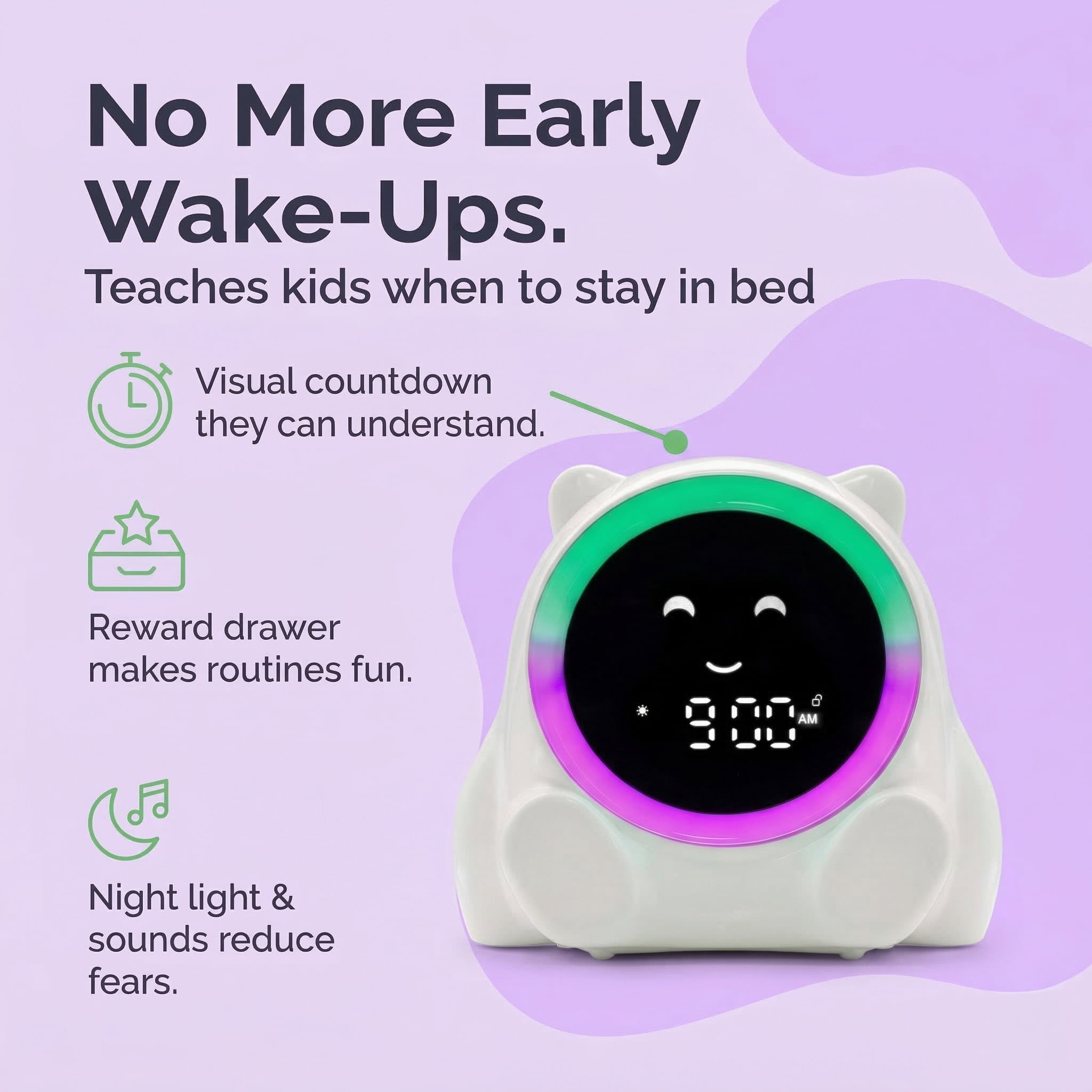 Pali Kids Sleep Training Clock with Color-Coded Wake Light, Countdown Timer & Reward Drawer, Ages 2–7