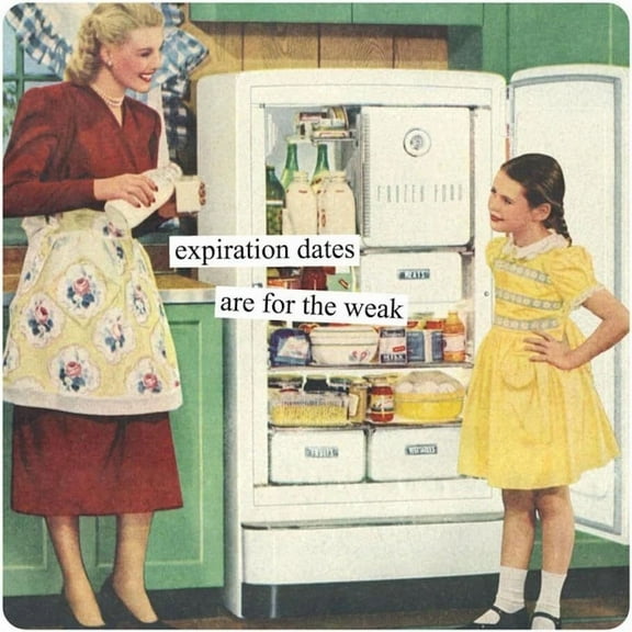 Anne Taintor Square Refrigerator Magnet - Expiration Dates Are For The Weak