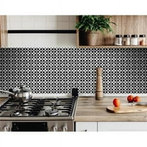 6 x 6 in. Black & White Medeci Peel & Stick Removable Tiles