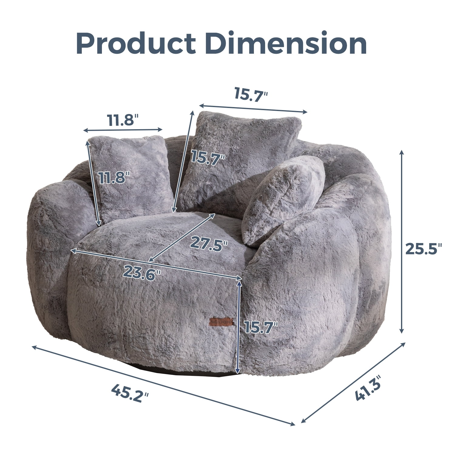 GOODONE Floral Shaped Bean Bag Chair,Oversized Bean bag Sofa with 3 Pillows,Ultra Soft Plush Reading Chair,Floor Sofa Suitable for Living Rooms and Bedrooms,Grey