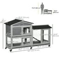 thumbnail image 3 of PawHut 62" Wooden Rabbit Hutch with Wheels, Run Box, Tray, Ramp, Light Grey, 3 of 10