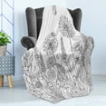 thumbnail image 4 of Floral Soft Flannel Fleece Throw Blanket, Sketchy Hand Drawn Style Garden with Various Flowers Leaves and Grass Image, Cozy Plush for Indoor and Outdoor Use, 70" x 90", Grey and White, by Ambesonne, 4 of 5