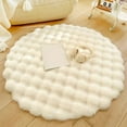 thumbnail image 6 of CASAFUN Cream Wind Round mat Bedside Carpet Round Carpet Sofa Living Room Coffee Table Bedroom Floor mat 23.62x23.62 Inches, 6 of 6