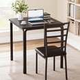 thumbnail image 6 of Jojoka 3 Piece Dining Set for 2, Table and 2 PU Leather Upholstered Chairs, Wood Top Breakfast Dinette for Small Space, Kitchen, Apartment, Dining Room, Rustic Black (Metal Seat Back), 6 of 11