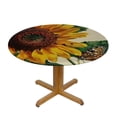 thumbnail image 3 of Nawypu Elastic Edged Table Cover, Round Tables Tablecloth Table Cloth, Seamless Watercolor Sunflowers and Butterflies Pattern with A Slight Sepia Waterproof Table Pads, 3 of 7