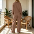 thumbnail image 4 of QSXADF Fall 2 Piece Sweatsuits Women Casual Tracksuit Set Solid Collared Long Sleeve Elastic Waist Pocket Pants Set Daily Women Fall Winter Outfits, 4 of 6