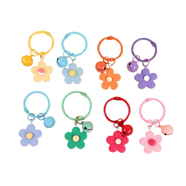 MasteelfCA 8pcs Colorful Flower Pendant Creative Keychains Beautiful Bag Hanging Pendant Decoration (no Headset Cover)