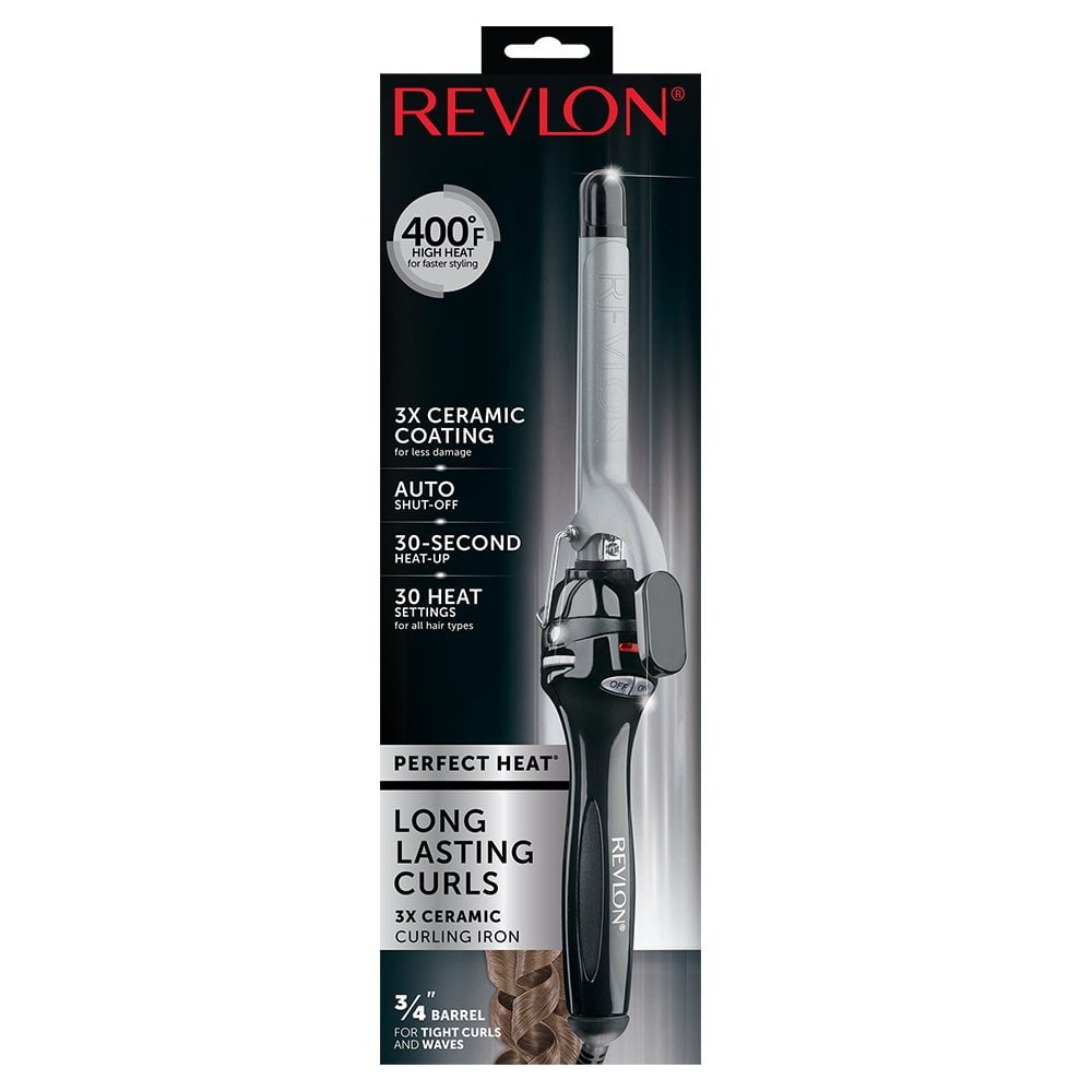 Revlon Perfect Heat Curling Iron for Tight Bouncy Curls - Ceramic, 0.75 in Barrel - Black