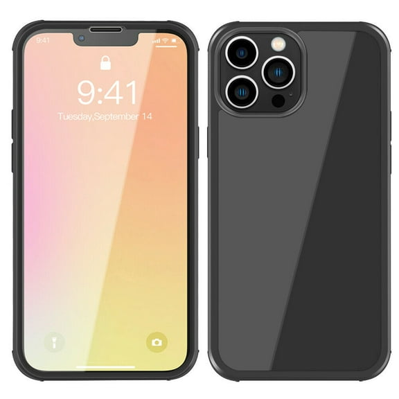 SOATUTO for iPhone 13 Pro Max 6.7 inch 2021 Release Phone Case Built-in Touch-Sensitive Screen Protector Clear 360° Full Body Flexible TPU Bumper Full Body Transparent Cover - Black