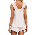 thumbnail image 5 of UVN Summer Pajamas for Women 2 Piece Ruffle Tank Tops and Short Pants Sleepwear Lounge Pajama Sets, 5 of 10