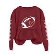 thumbnail image 7 of Sorvello Women's Football Graphic Sweatshirt Game Day Pullover Soft Breathable Cozy Long Raglan Sleeve Streetwear Fall Casual Athletic Top for Women Deep Red XXL, 7 of 7
