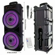 6000W Portable Speaker With Wheels And Handle - Dual 8-inch Subwoofers, RGB DJ Lights, Suitable For Karaoke Square Dancing, Parties, Camping Activities, Etc