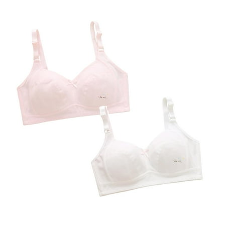 2-Pack Teen Girls Training Bras Seamless Sports Bra Adjustable Shoulder Underclothes Soft Comfort Cotton Padded Bralette Big Girl s Undies Clothes