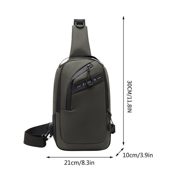 Men's Chest Bag Casual Shoulder Crossbody Bag USB Charging Port Large Capacity Backpack Chest Bag