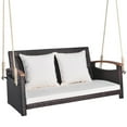 thumbnail image 2 of Spaco 2-Person Patio Rattan Porch Swing, 2-Seater Hanging Bench, Pillow for Backyard Garden Poolside, 2 of 7