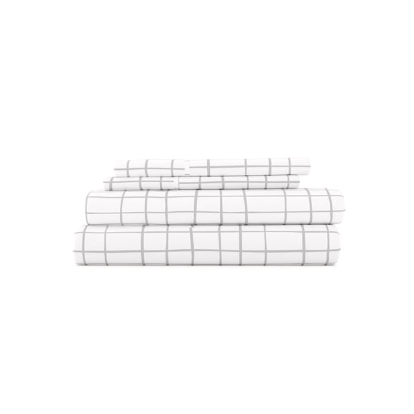 Comfort Canopy - Sábanas de Microfibra de Tejido Gris Claro de 4 Piezas para Ropa de Cama Tamaño Queen