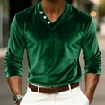 thumbnail image 4 of Fewfanhot Men Shirts Solid Color Long Sleeved V-neck Shirt For Spring Winter Traditional Modern Velvet Dress Shirts Long Sleeve Casual Button Down Shirt, 4 of 8