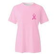 thumbnail image 4 of Womens Tops Fashion Solid Cancer Awareness Print Round Neck Short Sleeve Ladies Casual Blouse,Pink,2XL, 4 of 4