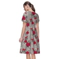 thumbnail image 2 of Bixox Women's Short Sleeve Summer Dress Loose Swing Knee Length Dresses with Pockets-Rose Flowers, 2 of 7