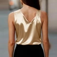 thumbnail image 5 of Otntypg Women's Silk Satin Camisole Tank Tops Trendy Solid Color Dressy Casual V Neck Pleated Sleeveless Tunic Blouses Summer Business Work Shirts Beige L, 5 of 9