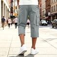 thumbnail image 6 of Domuza Men's Cargo Shorts 3/4 Relaxed Fit Below Knee Work Shorts Elastic Waist Hiking Shorts with Pockets Gray M, 6 of 8