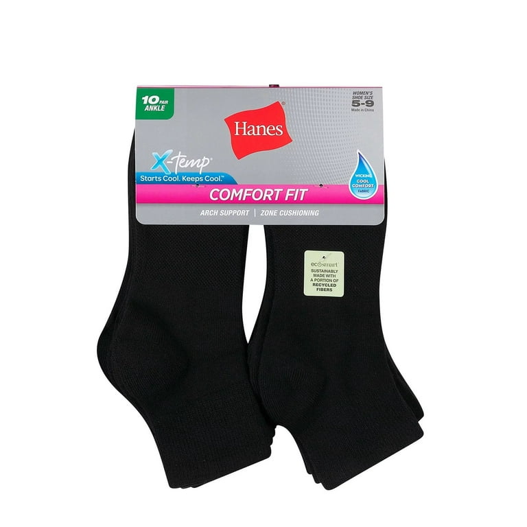 Hanes Originals Women's Ankle Socks, Moisture Wicking, 10-Pairs