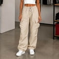 thumbnail image 2 of Hurxie Womens Parachute Pants Girls Wide Leg Cargo Pants Y2K Street Trousers with Pockets, 2 of 6