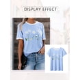 thumbnail image 5 of Xuanfei Women Daisy Print Contrast Color Trim Crew Neck Short Sleeve T-Shirt, 5 of 6