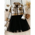 thumbnail image 2 of Toddler Girls Spring Autumn Outfit Sets Black Sleeveless Sling Dress + Long Sleeve Button Plaid Coat, 2 of 9