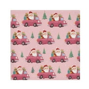 1 Pack 20'' x20" Satin Table Napkins Dinner Napkins for wedding Party Decoration events Santa Claus Driving in Red Cars