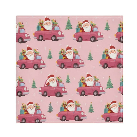 1 Pack 20'' x20" Satin Table Napkins Dinner Napkins for wedding Party Decoration events Santa Claus Driving in Red Cars