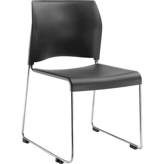 Pemberly Row 30.75" Modern Cafetorium Plastic Stack Chair in Charcoal