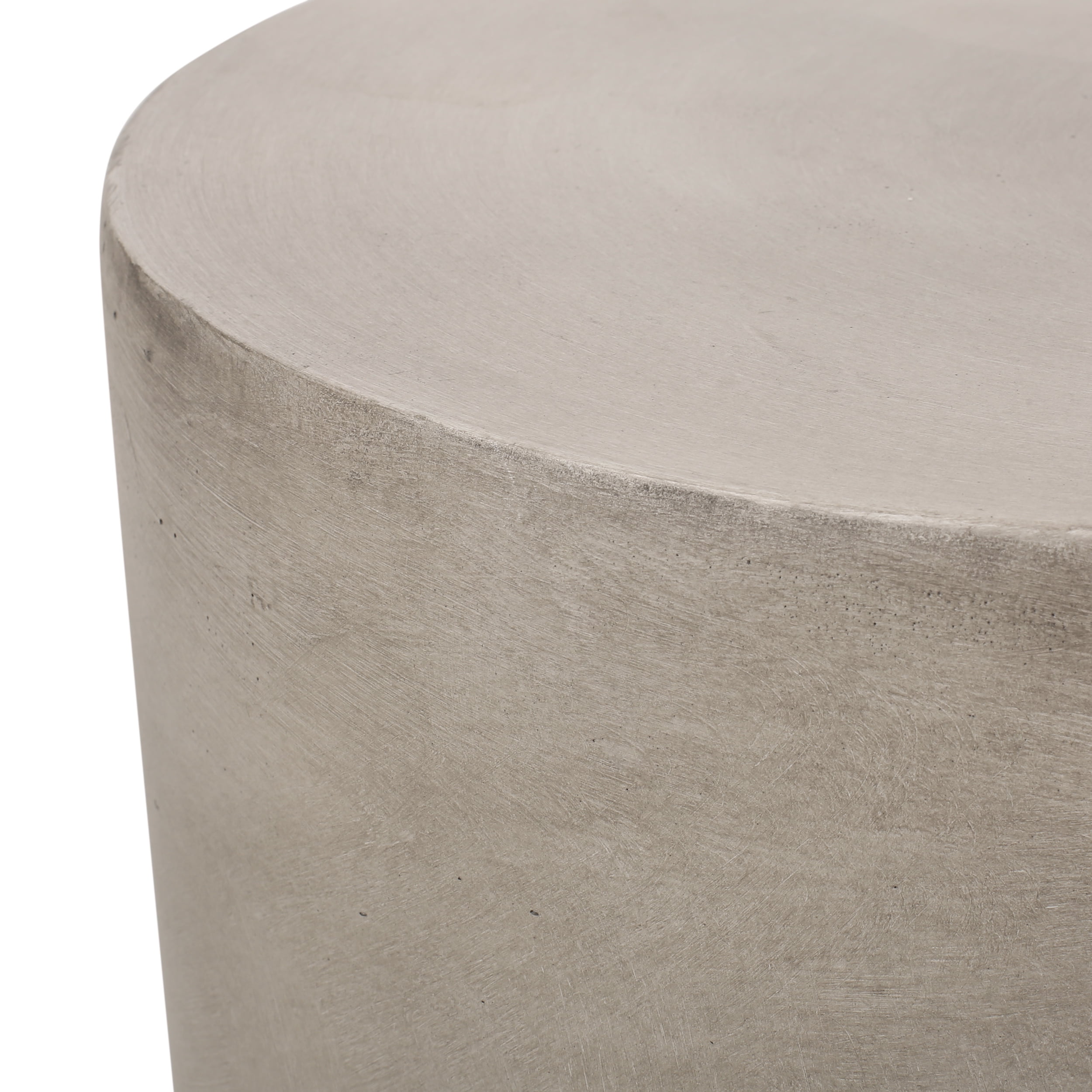 Euroco 16"H Outdoor Concrete Side Table,Round Small End Table,Lightweight Accent Table for Patio,Light Gray