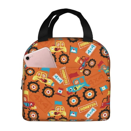 Insulated Lunch Bag for Women Men - Monster Truck Truck Cartoon Leakproof Cooler Lunch Box for Women Men  Lunch Tote Bags for Work School Picnic Travel