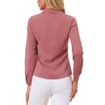 thumbnail image 3 of INSPIRE CHIC Women's Color Block Button Down Long Sleeve Work Shirt L Dark Rose Pink, 3 of 5