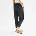 thumbnail image 3 of Cotton Linen Pants for Women Summer Casual Loose Fitted Solid Color Lightweight Slacks Trousers with Multi Pockets (Large, Black), 3 of 6