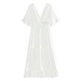 thumbnail image 4 of Lucakuins, vestido sin espalda de encaje a la moda para mujer, elegante vestido de vacaciones con mangas con volantes para mujer Lucakuins  moda, 4 of 10