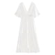 thumbnail image 4 of Lucakuins, vestido sin espalda de encaje a la moda para mujer, elegante vestido de vacaciones con mangas con volantes para mujer Lucakuins  moda, 4 of 10